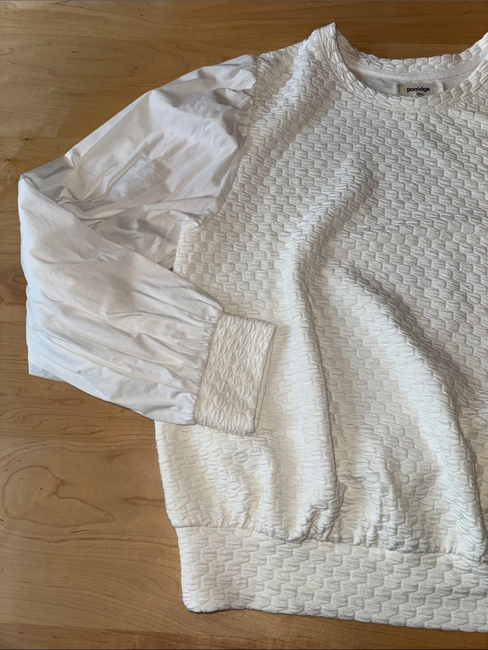 Anthropologie Porridge Textured Sweatshirt in White size Large